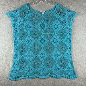 Cato Top Women’s 18/20W Lace Geometric Sleeveless Coverup Swimwear Teal